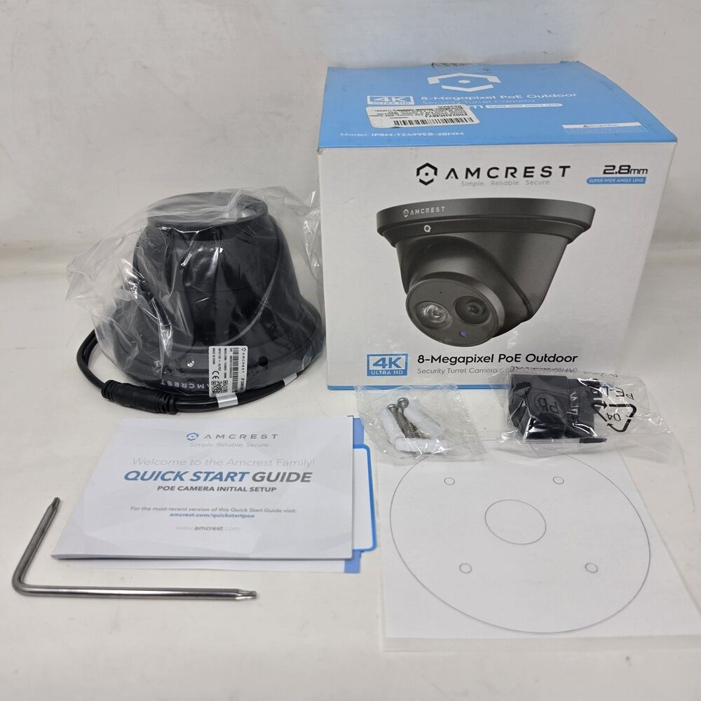 Amcrest 4K Ultra HD 8MP Outdoor Security Camera IP Turret PoE Pan Tilt Black